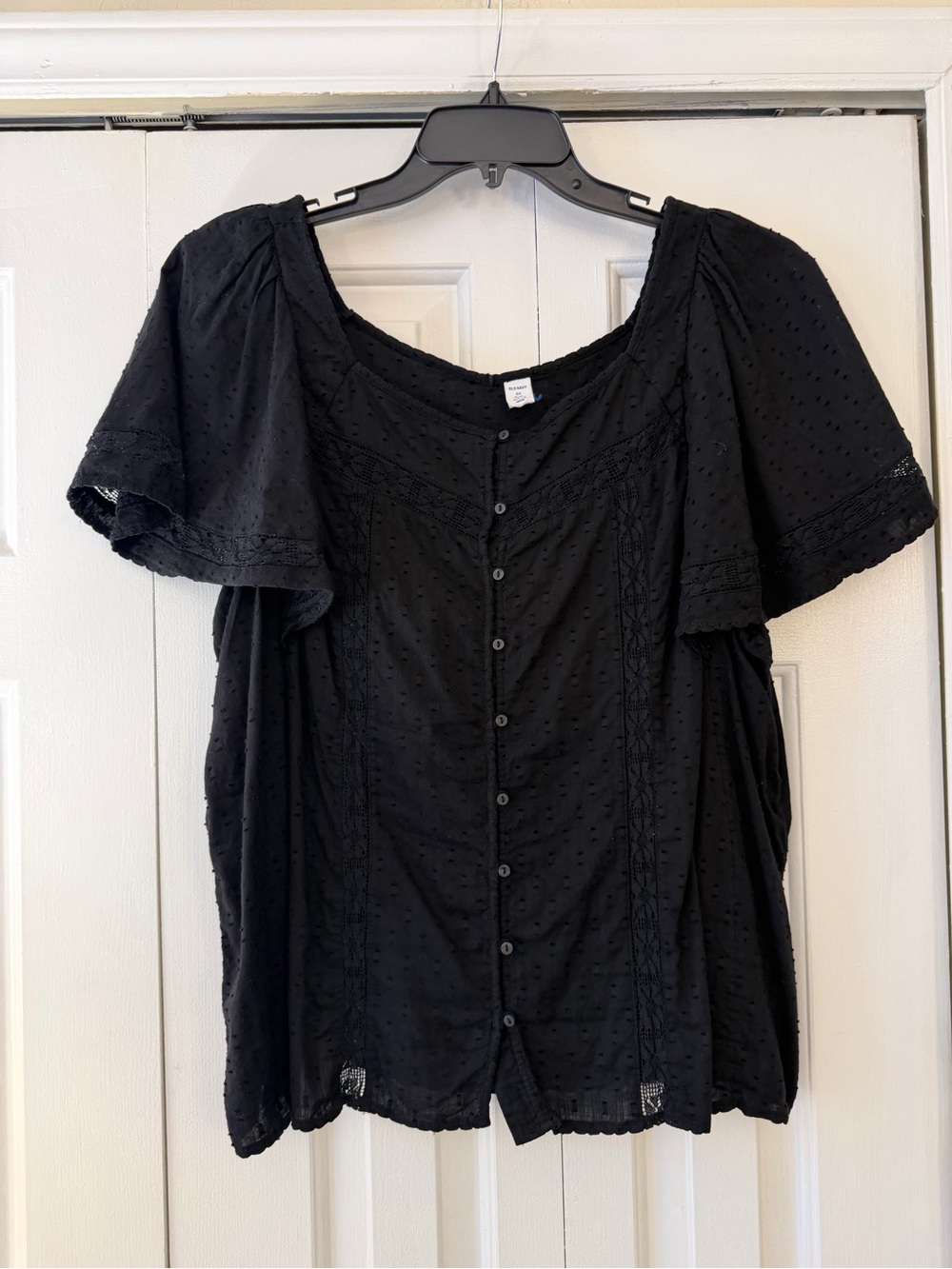 EUC Old Navy Black Button-Front Eyelet Blouse 2X